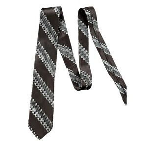 LNWOT  Missoni Geometric Zig Zag Brown Jacquard Silk Tie  60" L  3.25W